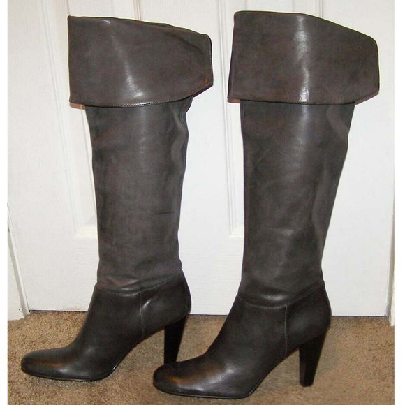 Over the Knee Calvin Klein sz 9 Gray Leather Boots - Picture 4 of 11